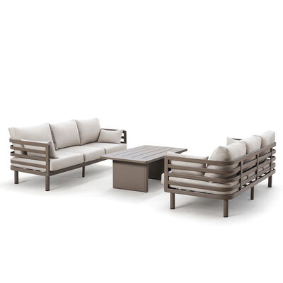 Maze - Metro Aluminium 3 Seat Garden Sofa Set with Rectangular Coffee Table - Café Almond product image