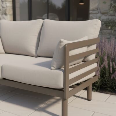 Maze - Metro Aluminium 3 Seat Garden Sofa Set with Rectangular Stone Coffee Table - Café Almond product image