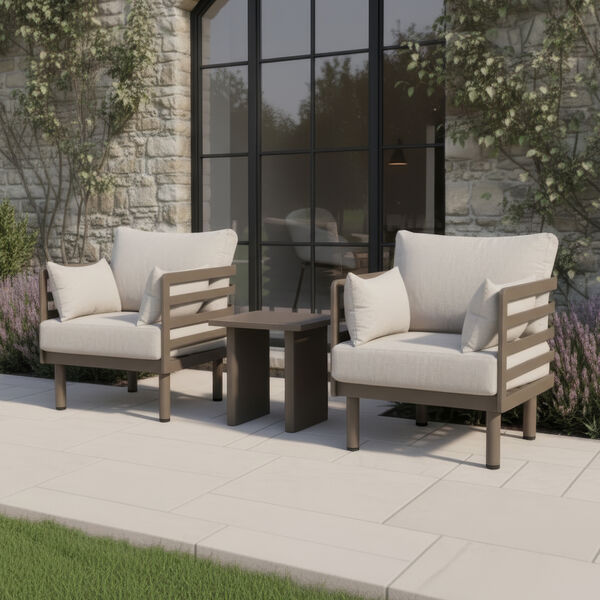 Maze - Metro Aluminium Garden Lounge Set with Square Coffee Table - Café Almond product image