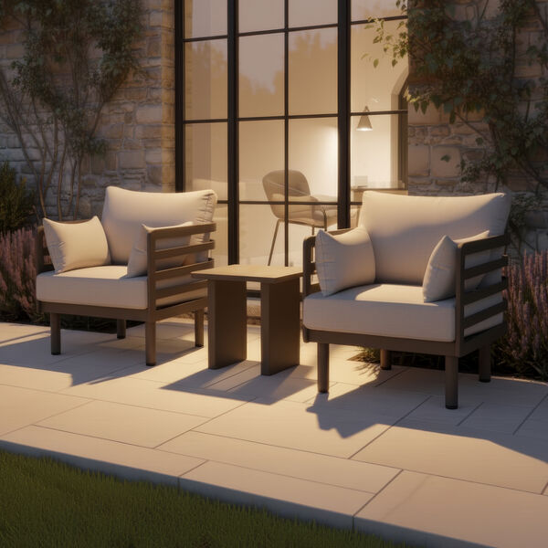 Maze - Metro Aluminium Garden Lounge Set with Square Coffee Table - Café Almond product image