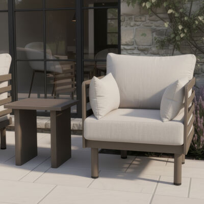 Maze - Metro Aluminium Garden Lounge Set with Square Coffee Table - Café Almond product image