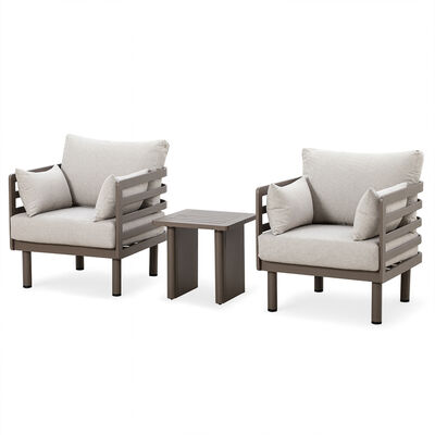 Maze - Metro Aluminium Garden Lounge Set with Square Coffee Table - Café Almond product image
