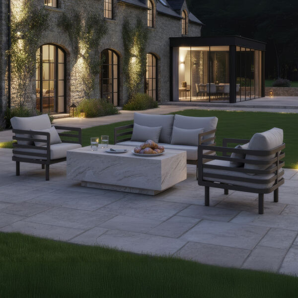 Maze - Metro Aluminium 2 Seat Sofa Set with Armchairs & Rectangular Stone Coffee Table - Café Almond product image