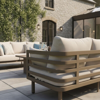Maze - Metro Aluminium 2 Seat Sofa Set with Armchairs & Rectangular Stone Coffee Table - Café Almond product image