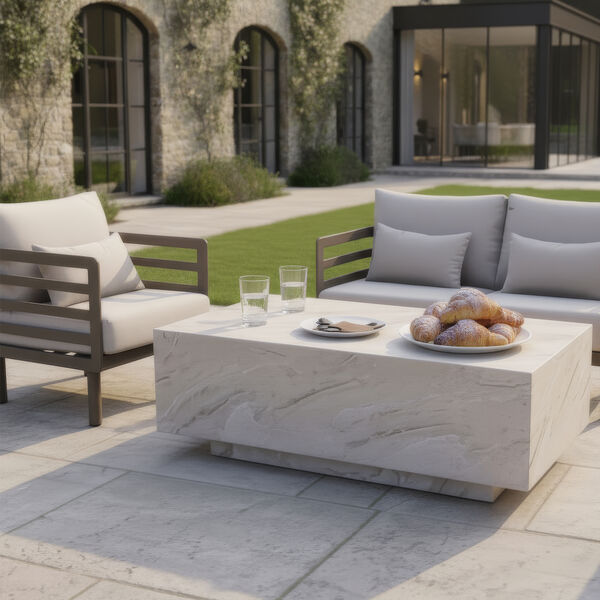 Maze - Metro Aluminium 2 Seat Sofa Set with Armchairs & Rectangular Stone Coffee Table - Café Almond product image