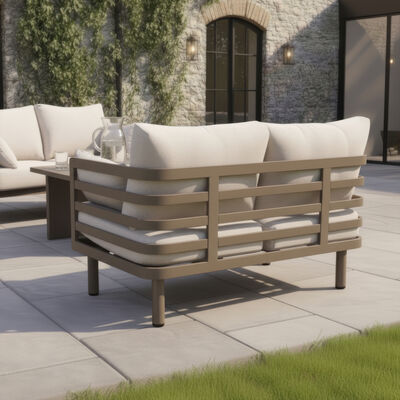 Maze - Metro Aluminium 2 Seat Sofa Set with Armchairs & Rectangular Stone Coffee Table - Café Almond product image