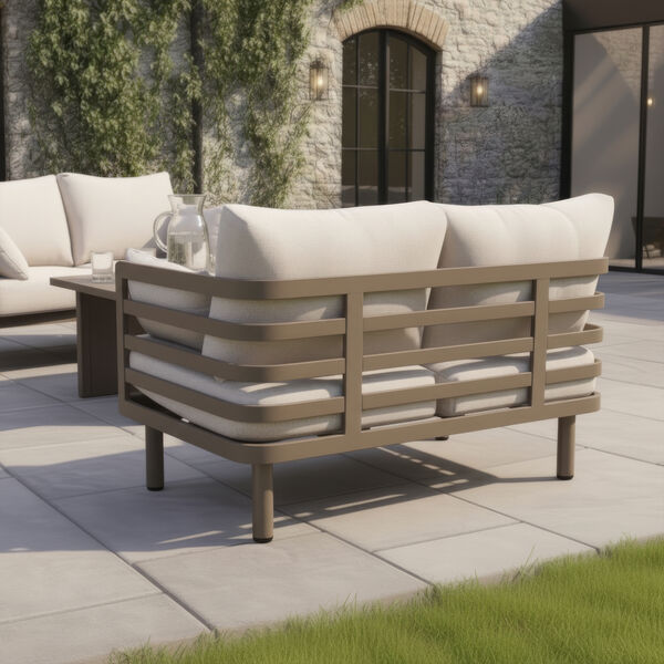 Maze - Metro Aluminium 2 Seat Sofa Set with Armchairs & Rectangular Stone Coffee Table - Café Almond product image