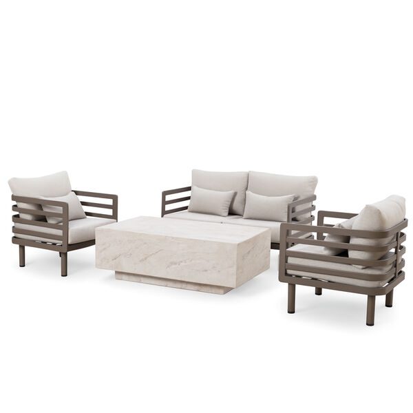 Maze - Metro Aluminium 2 Seat Sofa Set with Armchairs & Rectangular Stone Coffee Table - Café Almond product image