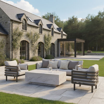 Metro 3 Seat Sofa Set with Rectangular Sintered Stone Coffee Table