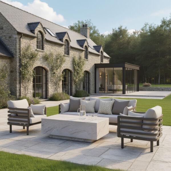 Metro 3 Seat Sofa Set with Rectangular Sintered Stone Coffee Table