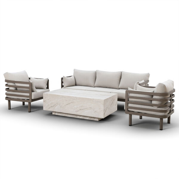 Metro 3 Seat Sofa Set with Rectangular Sintered Stone Coffee Table