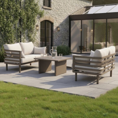 Maze - Metro Aluminium 2 Seat Garden Sofa Set with Rectangular Coffee Table - Café Almond product image