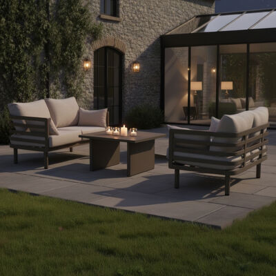 Maze - Metro Aluminium 2 Seat Garden Sofa Set with Rectangular Coffee Table - Café Almond product image