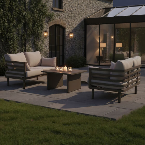 Maze - Metro Aluminium 2 Seat Garden Sofa Set with Rectangular Coffee Table - Café Almond product image