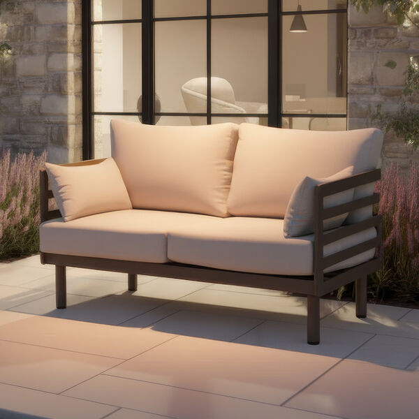 Maze - Metro Aluminium 2 Seat Garden Sofa Set with Rectangular Coffee Table - Café Almond product image