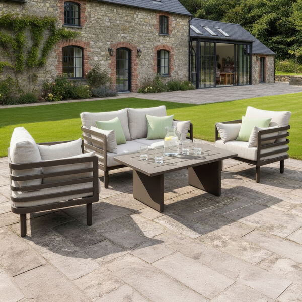 Maze - Metro Aluminium 2 Seat Sofa Set with Armchairs & Rectangular Coffee Table - Café Almond product image