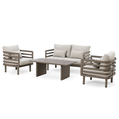 Maze - Metro Aluminium 2 Seat Sofa Set with Armchairs & Rectangular Coffee Table - Café Almond product image