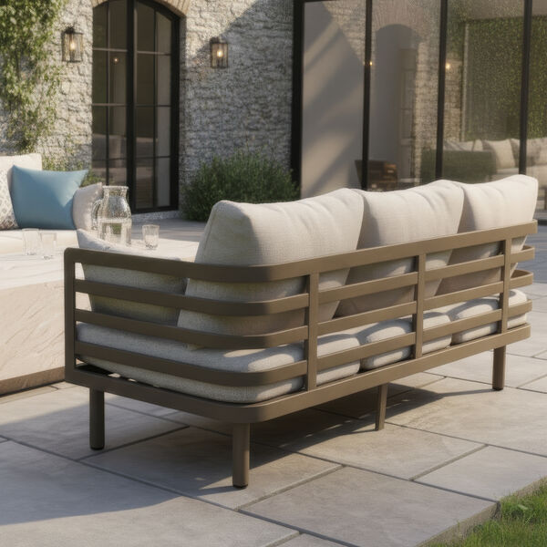 Metro 3 Seat Sofa Set with Rectangular Coffee Table - Café