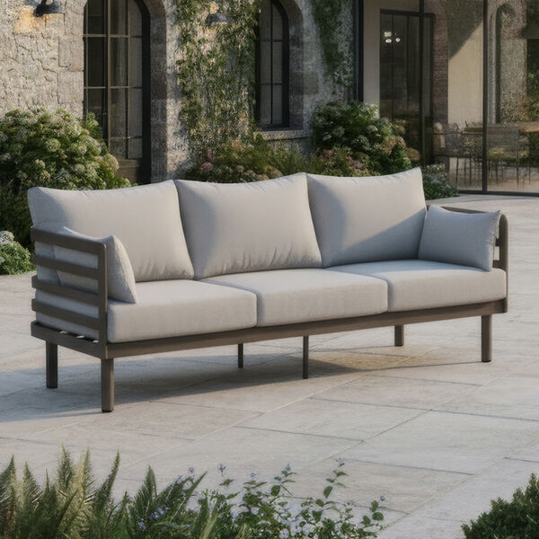 Maze - Metro Aluminium 3 Seat Garden Sofa Set with Armchairs & Rectangular Coffee Table - Café Almond product image