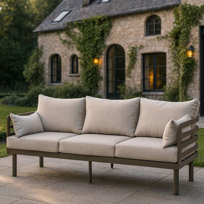 Maze - Metro Aluminium 3 Seat Garden Sofa Set with Armchairs & Rectangular Coffee Table - Café Almond product image