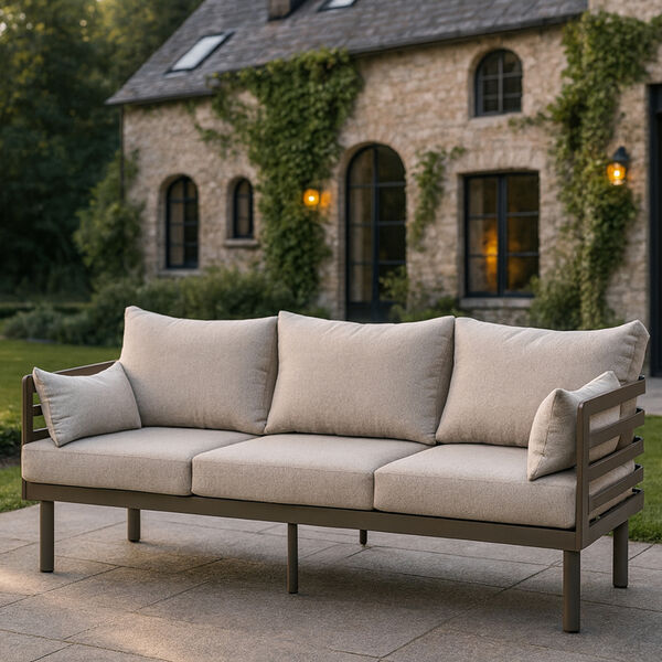 Maze - Metro Aluminium 3 Seat Garden Sofa Set with Armchairs & Rectangular Coffee Table - Café Almond product image