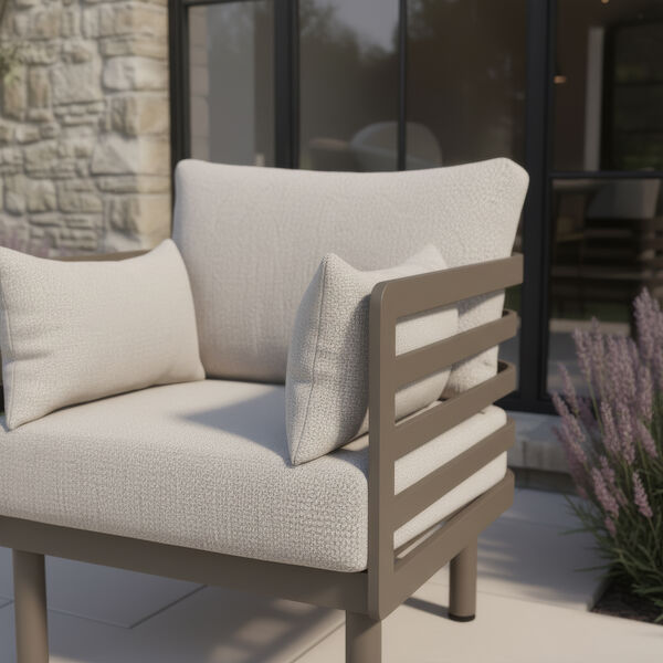 Maze - Metro Aluminium 3 Seat Garden Sofa Set with Armchairs & Rectangular Coffee Table - Café Almond product image