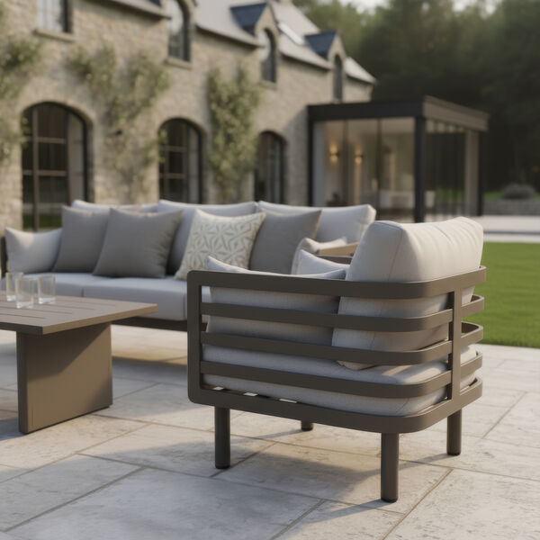 Maze - Metro Aluminium 3 Seat Garden Sofa Set with Armchairs & Rectangular Coffee Table - Café Almond product image