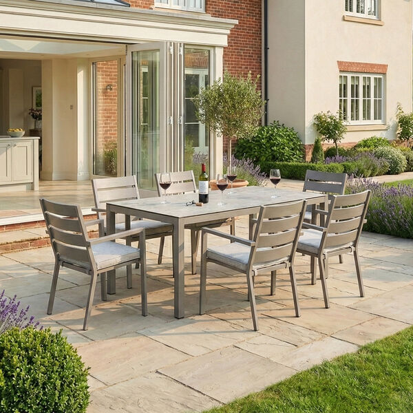 Maze - Montreal Aluminium 6 Seat Rectangular Garden Dining Set - Cool Linen product image