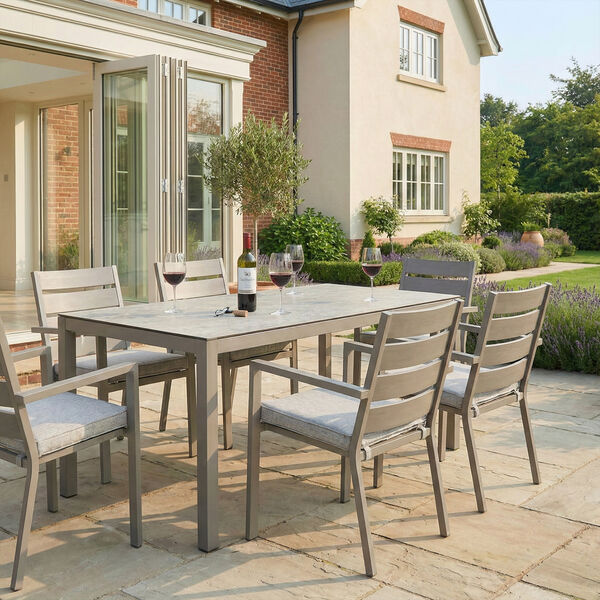 Maze - Montreal Aluminium 6 Seat Rectangular Garden Dining Set - Cool Linen product image