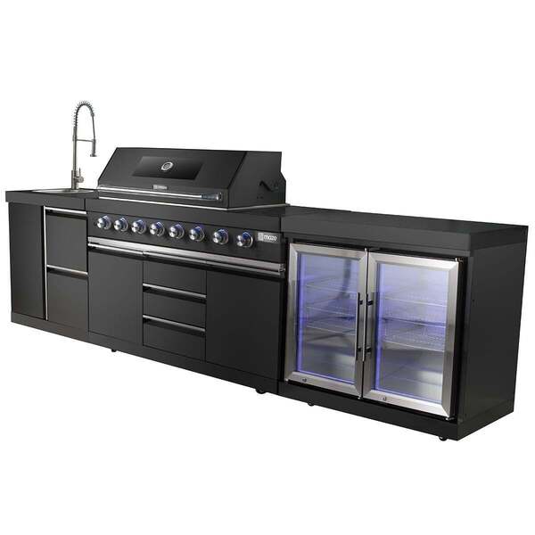 Maze - Large Linear Outdoor Kitchen 6 Burner with Sink & Double Fridge - Satin Black product image