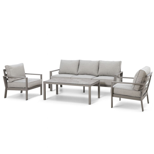 Maze - Montreal Aluminium 3 Seat Garden Sofa Set with Rectangular Coffee Table - Cool Linen product image