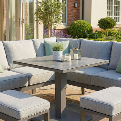 Maze - Montreal Aluminium Small Garden Sofa Dining Set with Square Rising Table & Footstools - Cool Linen product image