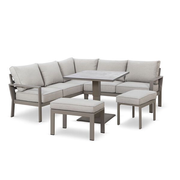 Maze - Montreal Aluminium Small Garden Sofa Dining Set with Square Rising Table & Footstools - Cool Linen product image