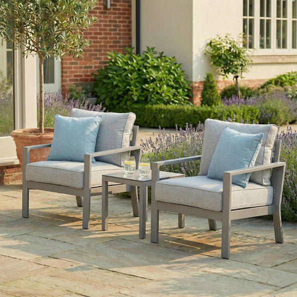Maze - Montreal Aluminium Garden Lounge Set with Square Coffee Table - Cool Linen product image