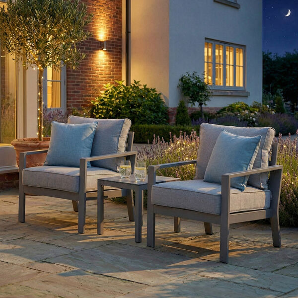 Maze - Montreal Aluminium Garden Lounge Set with Square Coffee Table - Cool Linen product image
