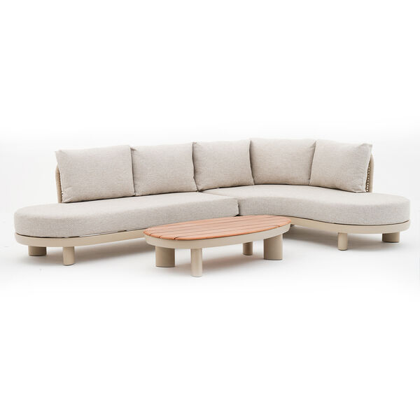 Maze - Sicily Rope Weave Curve Corner Sofa Set with Coffee Table - Latte product image