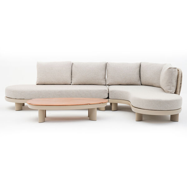 Maze - Sicily Rope Weave Curve Corner Sofa Set with Coffee Table - Latte product image