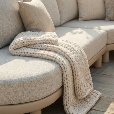 Sicily Curve Corner Sofa Set - Latte Frame/ Latte Cushion