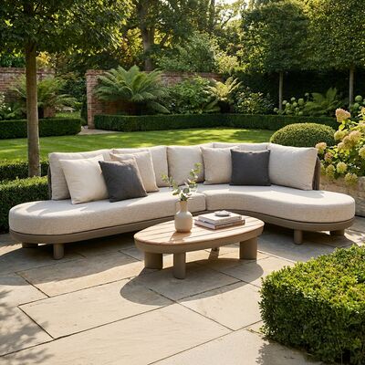 Sicily Curve Corner Sofa Set - Cafe Frame-Latte Cushion