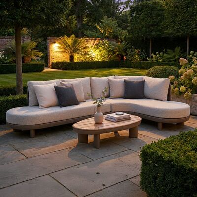 Sicily Curve Corner Sofa Set - Cafe Frame-Latte Cushion