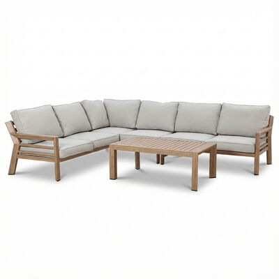 New York Corner Sofa Set - Wood Effect