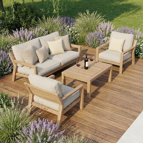 New York 2 Seat Sofa Set  - Wood Effect