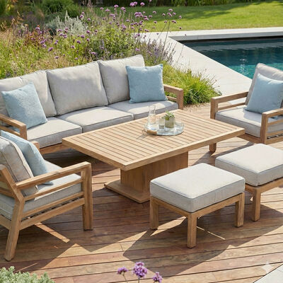 New York 3 Seat Sofa Set with Rising Table - Wood Effect