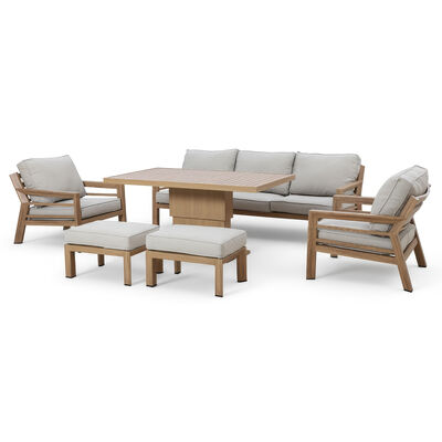 New York 3 Seat Sofa Set with Rising Table - Wood Effect