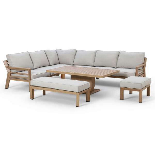 New York Corner Dining Set with Rising Table - Wood Effect