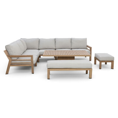 New York Corner Dining Set with Rising Table - Wood Effect
