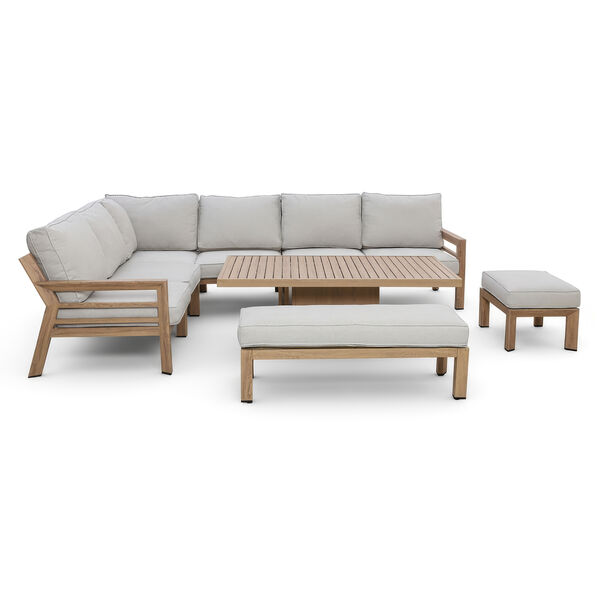 New York Corner Dining Set with Rising Table - Wood Effect