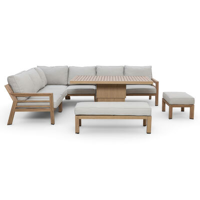 New York Corner Dining Set with Rising Table - Wood Effect