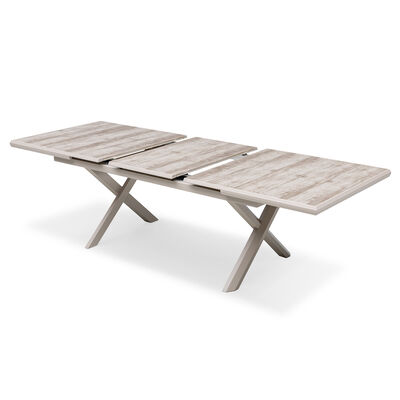 Valencia 6 Seat Reclining Aluminium Extending Dining Set - Latte