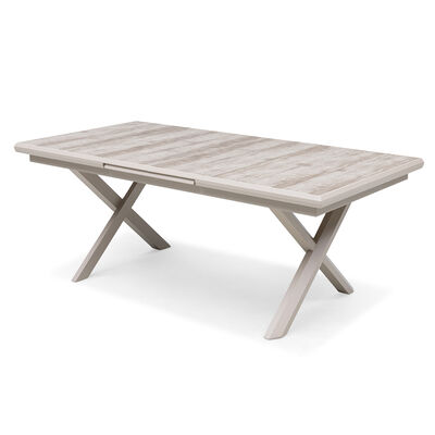 Valencia 6 Seat Reclining Aluminium Extending Dining Set - Latte